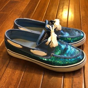 Sperry Top Slider’s, Blue Sequin Size: 7.5